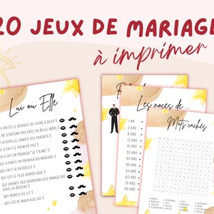 Jeux mariage à imprimer Pack de 20 Jeux pour mariage en français - jeu mariage - animations mariage
