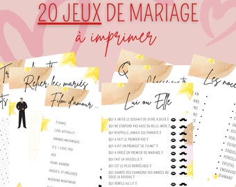 Jeux mariage à imprimer Pack de 20 Jeux pour mariage en français - jeu mariage - animations mariage