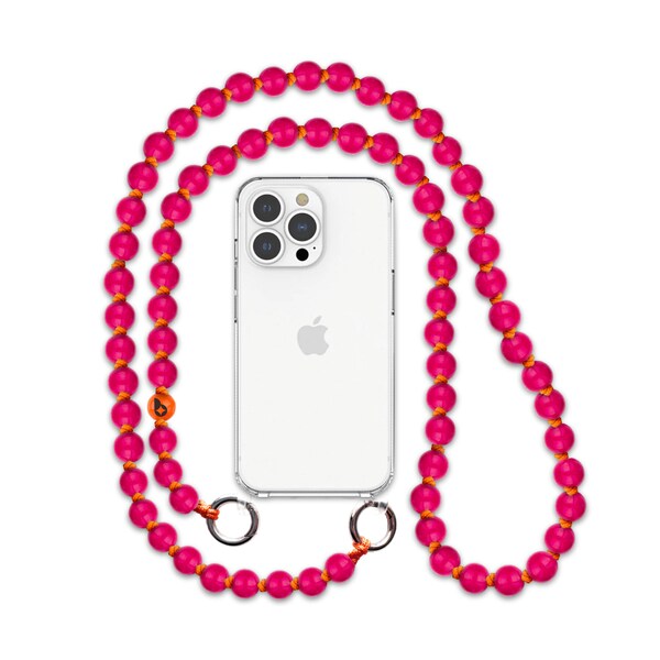 beadstars – Handykette aus bunten Holzperlen, zum Umhängen, Crossbodykette, Lanyard, versch. Ausführungen und Längen, Flower Power