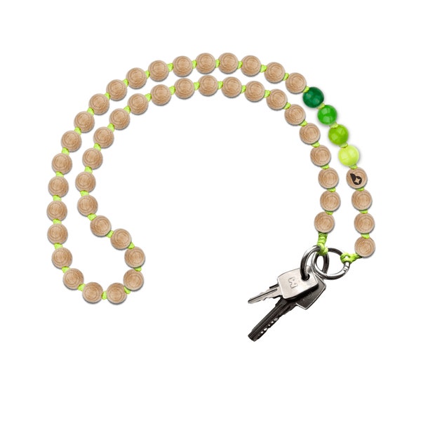 beadstars - Porte-clés en perles de bois colorées à suspendre - 80 cm, porte-clés fabriqué à la main en Allemagne, citron vert
