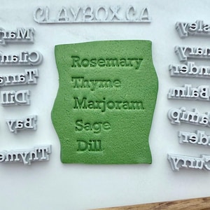 Herb Name Stamp Set: 3D Printer Files for Clay & Pottery (Digital Download, 6mm Font)