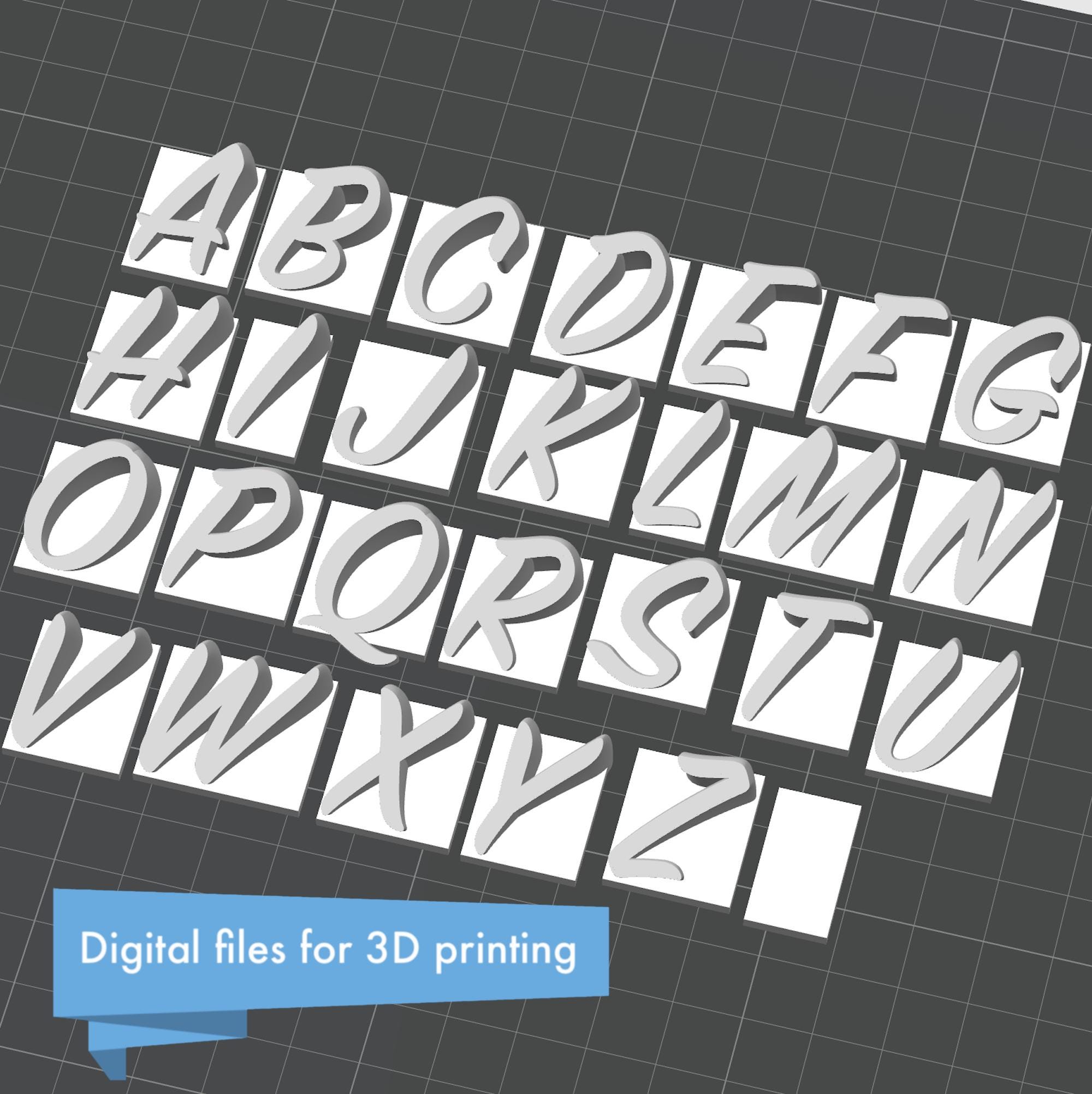 Handwritten Alphabet Display Letters - Digital STL Files for 3D ...
