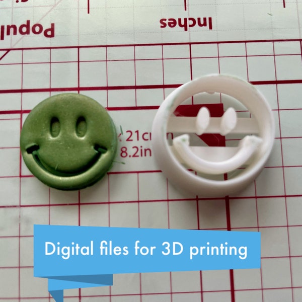 Smiley face combined stamp/cutter set / Digital