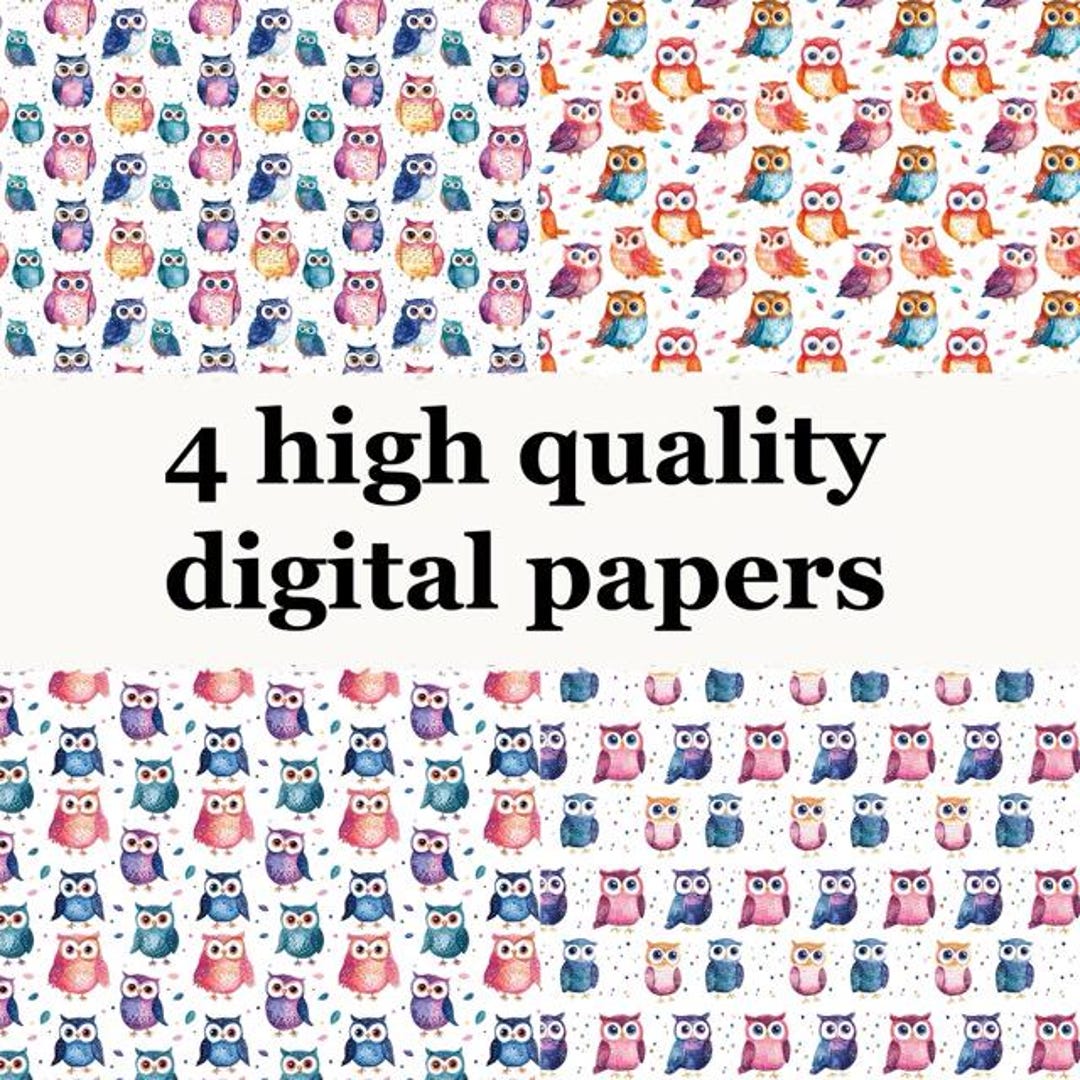 Boho Owls Printable Digital Papers - Polymer Clay Image Transfers or ...