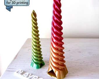 Unicorn Horn STL – 8” Spiral Horn – Fantasy Decor – Cosplay Prop – 3D Print File
