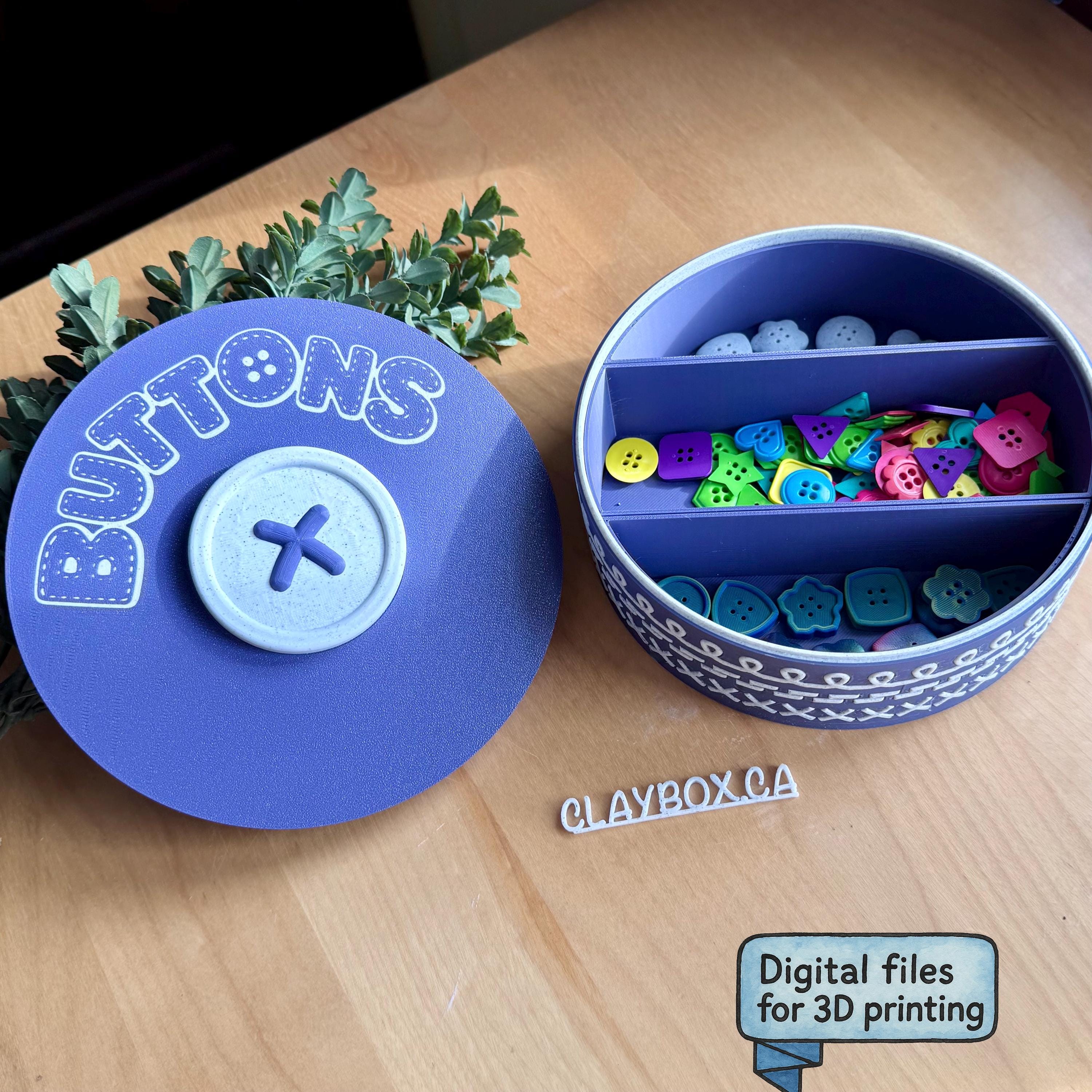 3D Printed Button Box STL Files | Sewing Storage Box With Removable ...