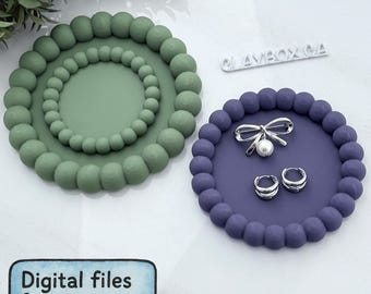 Bandeja para anillos con cuentas - Archivos digitales para impresión 3D - Bandeja redonda minimalista para joyas