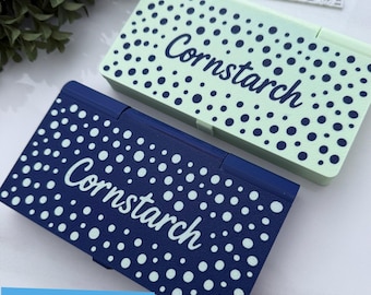 Hinged Polka Dot Polymer Clay Cornstarch Container: 3D Print STL File