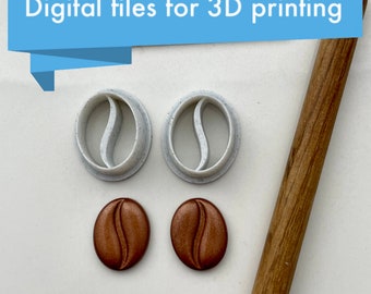 Coffee bean polymer clay cutter - Digital STL files - eight sizes