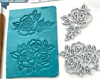 Chunky Rose Stamp Set STL – Floral Clay Stamps – Bold Rose Texture – Polymer Clay & Pottery Stamp – 3D Print Files