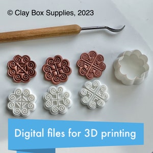 Hmong embroidery stamp set and matching cutter STL file