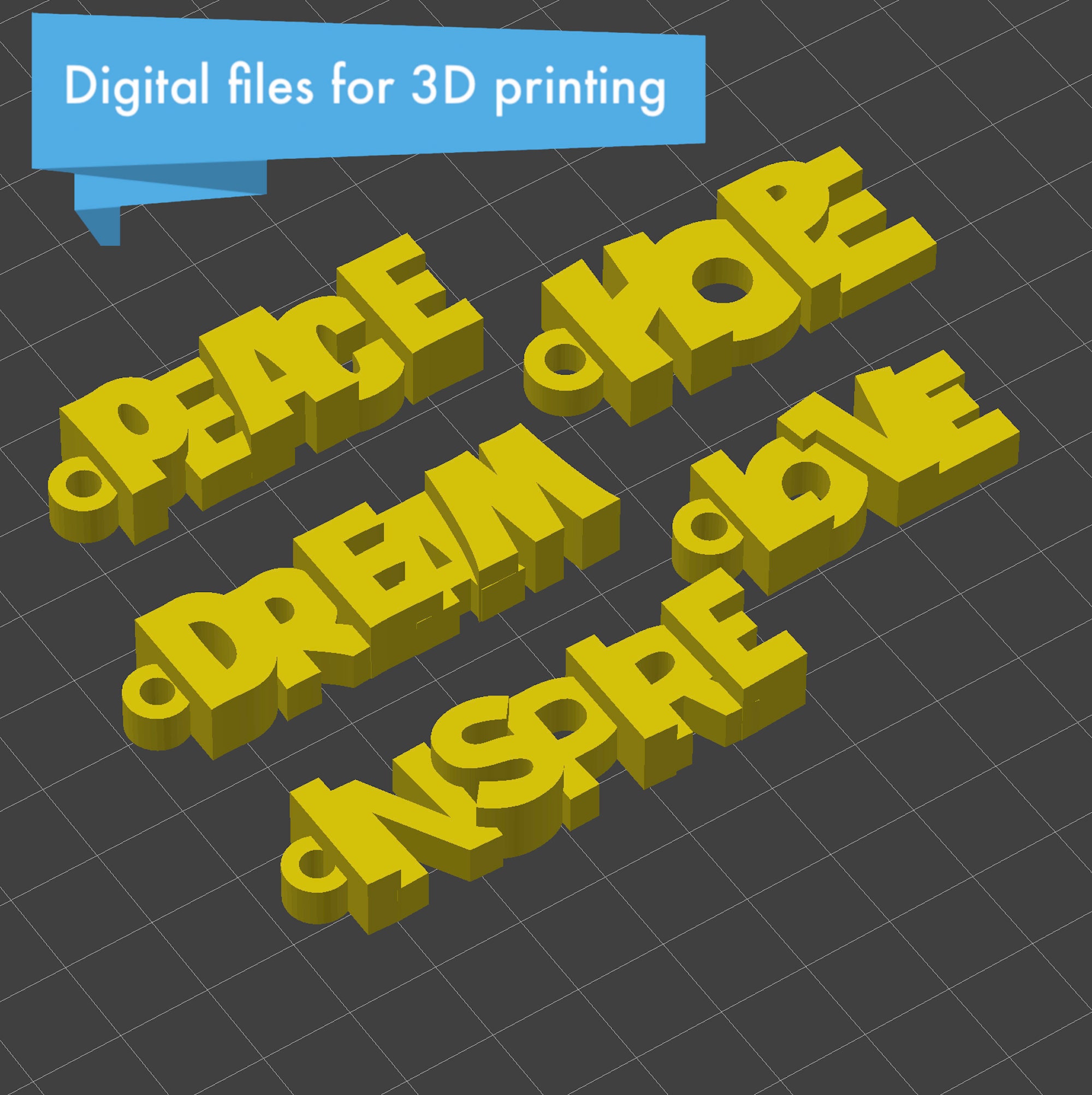 Inspirational Word Keychains - Digital STL Files for 3D Printing - Etsy
