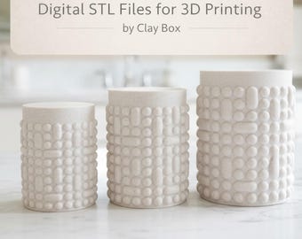 Bubble Canister Set STL | 3D Printed Storage Jars with Screw Lids | Modern Textured Containers | Digital Files