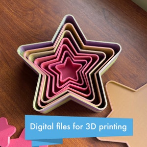 Star Box Stacking Set | 7 Sizes | Digital STL Files for 3D Printing
