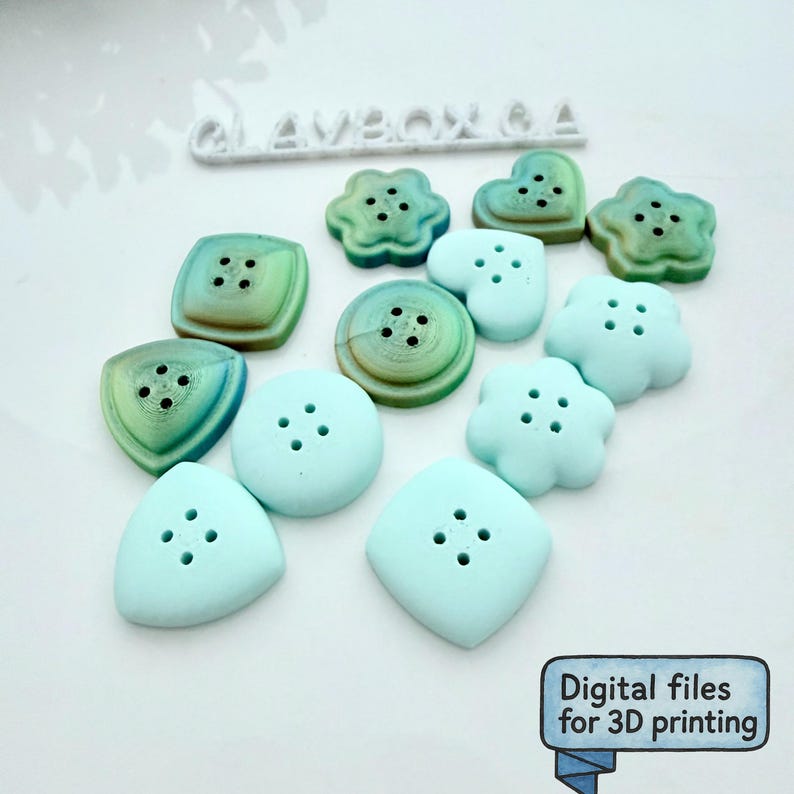 3D Printed Button STL Files | Sewing Buttons for 3D Printing | 6 Shapes ...