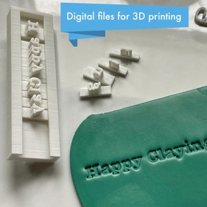Conjunto de sellos alfabéticos con setter de letras - archivos STL digitales - fuente de máquina de escribir