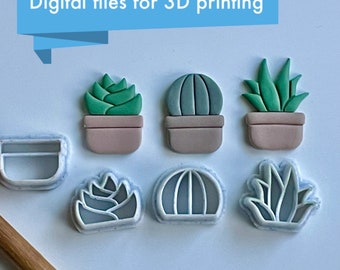 Cactus pot combined stamp/cutter set - digital STL files