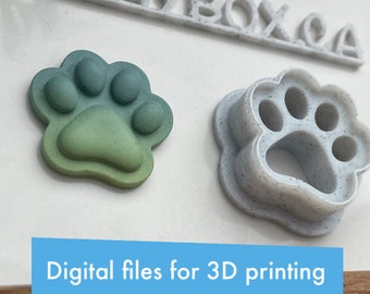 Deboss paw print polymer clay cutter - seven sizes