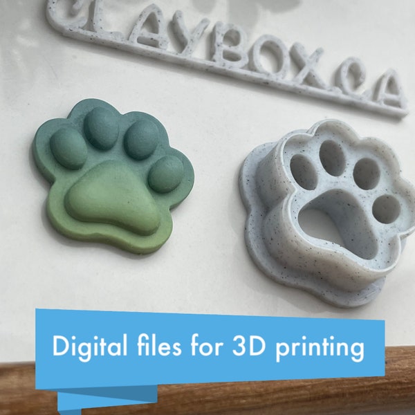 Deboss paw print polymer clay cutter - seven sizes