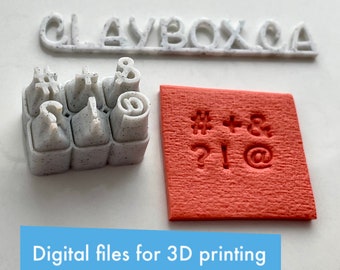 Special Characters Alphabet Stamp Set – 5 Sizes – Digital STL Files for Polymer Clay or Crafts