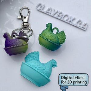 Chicken Magnet & Keychain 3D Print Files – Farmhouse Hen Decor – Nesting Hen Dish STL Bundle –Includes Bambu 3MF Files