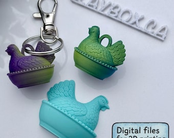 Chicken Magnet & Keychain 3D Print Files – Farmhouse Hen Decor – Nesting Hen Dish STL Bundle –Includes Bambu 3MF Files