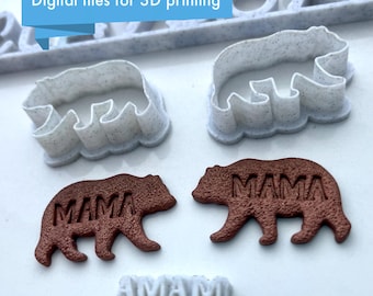 Mama Bear Polymer Clay Cutter Set - STL Digital Files for 3D Printing - Six Sizes