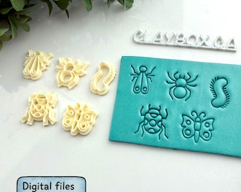 Bug Stamp Set - Digital STL Files for 3D Printing - Polymer Clay Texture Stamps - Insect Stamp Bundle