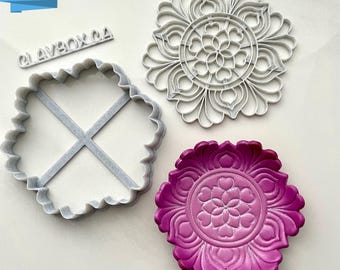 Large Henna Mandala Polymer Clay Stamp & Cutter Set – Digital STL Files for 3D Printing