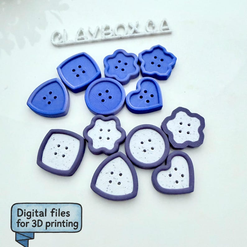 3D Printed Button STL Files | Sewing Buttons for 3D Printing | 6 Shapes ...