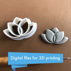 Lotus Flower Stamp/Cutter Set – Digital STL Files – 6 Sizes – Polymer Clay Tools