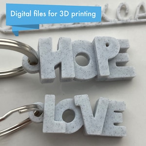 Chaveiros com palavras inspiradoras - Arquivos STL digitais para impressão 3D