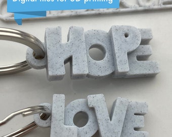 Inspirational word keychains - Digital STL files for 3D printing