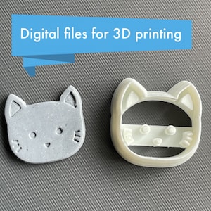 Cat Face Stamp and Cutter Set: Polymer Clay Tools (Digital STL Files)