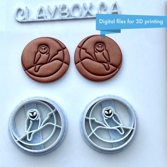 Owl on Moon Polymer Clay Cutter Set: 3D Print STL Files (Digital Download)