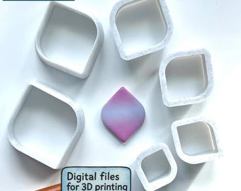 Curved Drop Cutter Set - Polymer Clay Earring Cutters - Modern Teardrop STL Bundle - Digital STL Files for 3D Printing