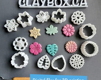 Set di 3 timbri e fustelle a forma di fiorellini - file STL digitali per la stampa 3D