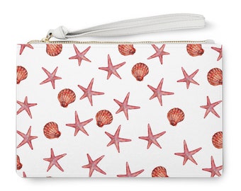 Canvas Cash Coin Purse,Starfish And Beach Print Make Up Bag Zipper Small Purse Wallets