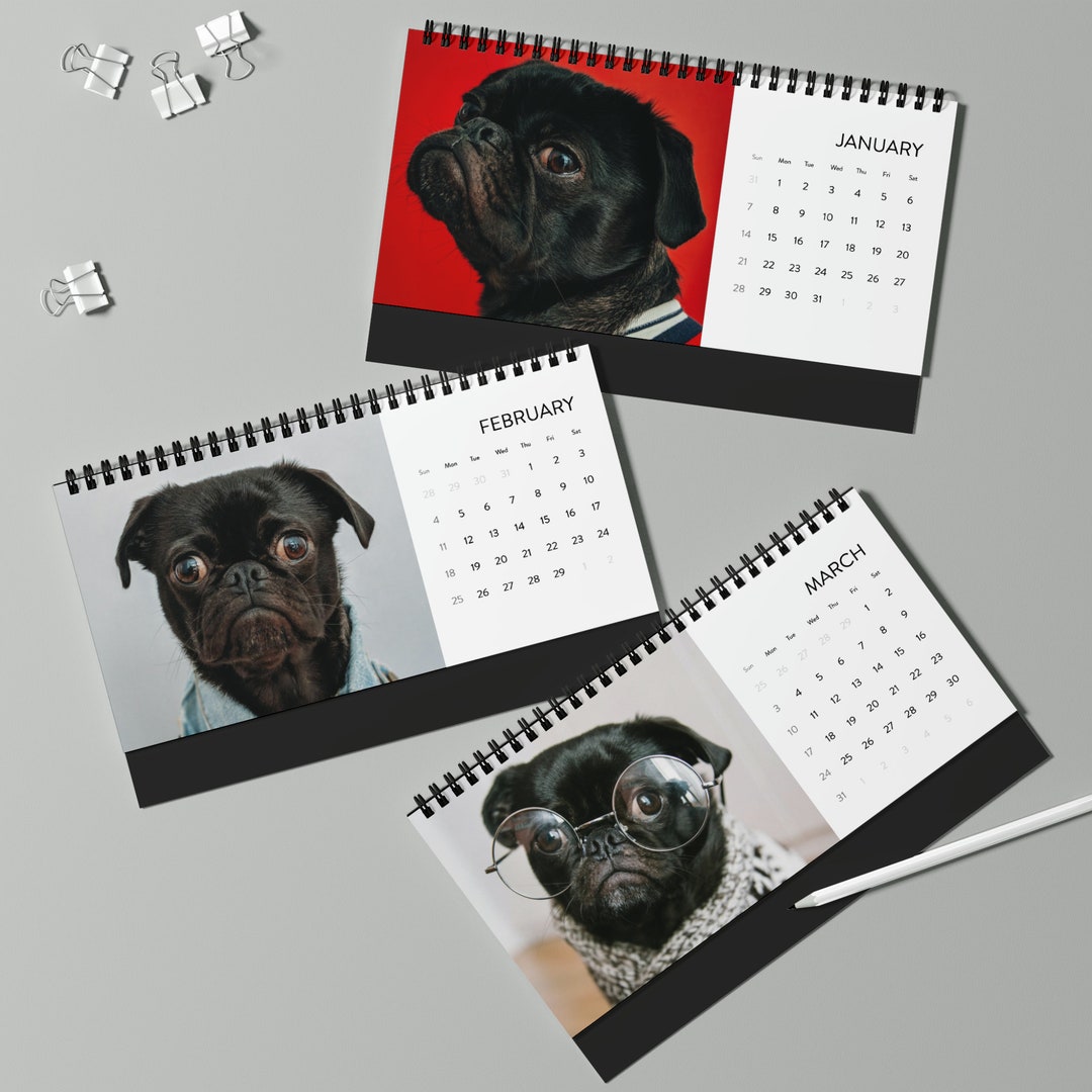 Personalized Calendar for 2024 Custom Desktop Calendar Dog Etsy