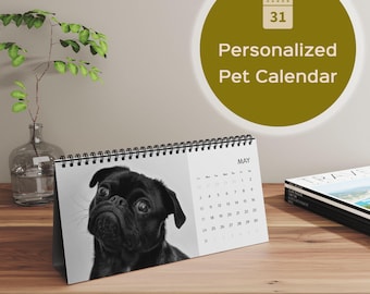 Calendario personalizado 2026, calendario de escritorio personalizado, calendario de mascotas, calendario personalizado con fotos, calendario familiar, calendario de fotos de regalo para perros
