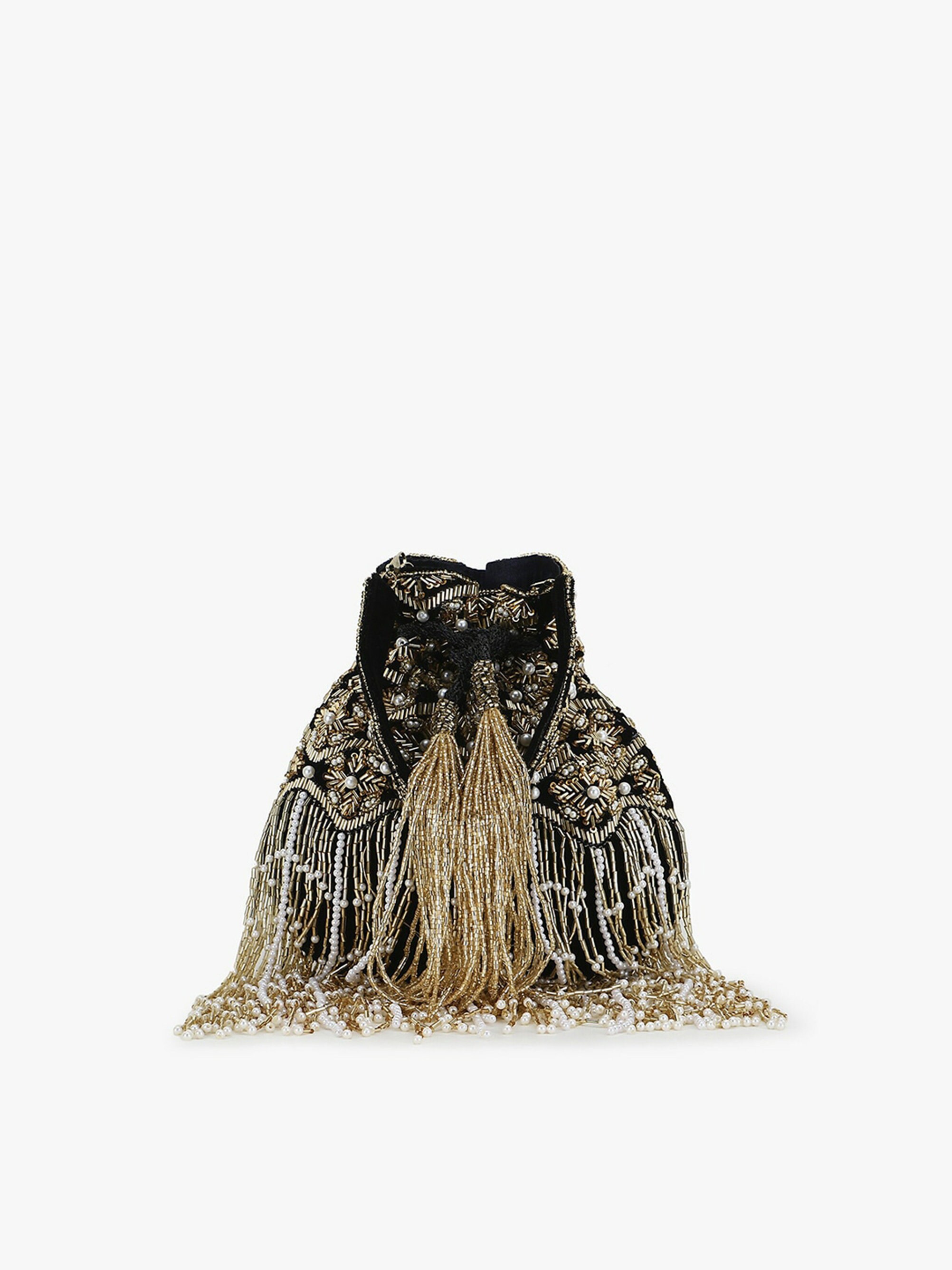Gold-Toned Embellished Box Clutch – Elegant Evening Handbag with Shoulder Strap & Metal Click Closure