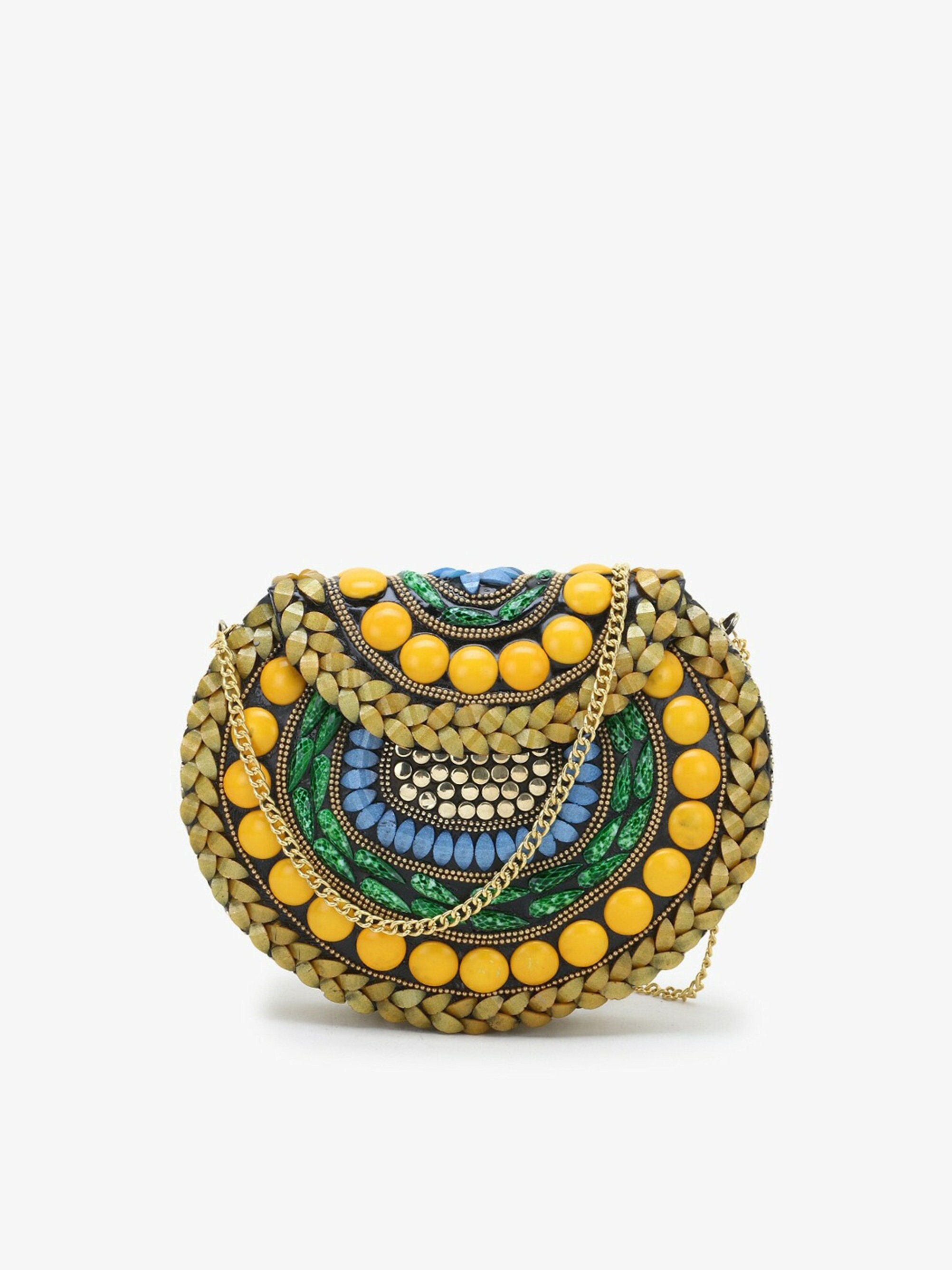 Gold Toned Embellished Box Clutch, Clutch Purse, Wedding Clutch, Evening Clutch, Party Clutch