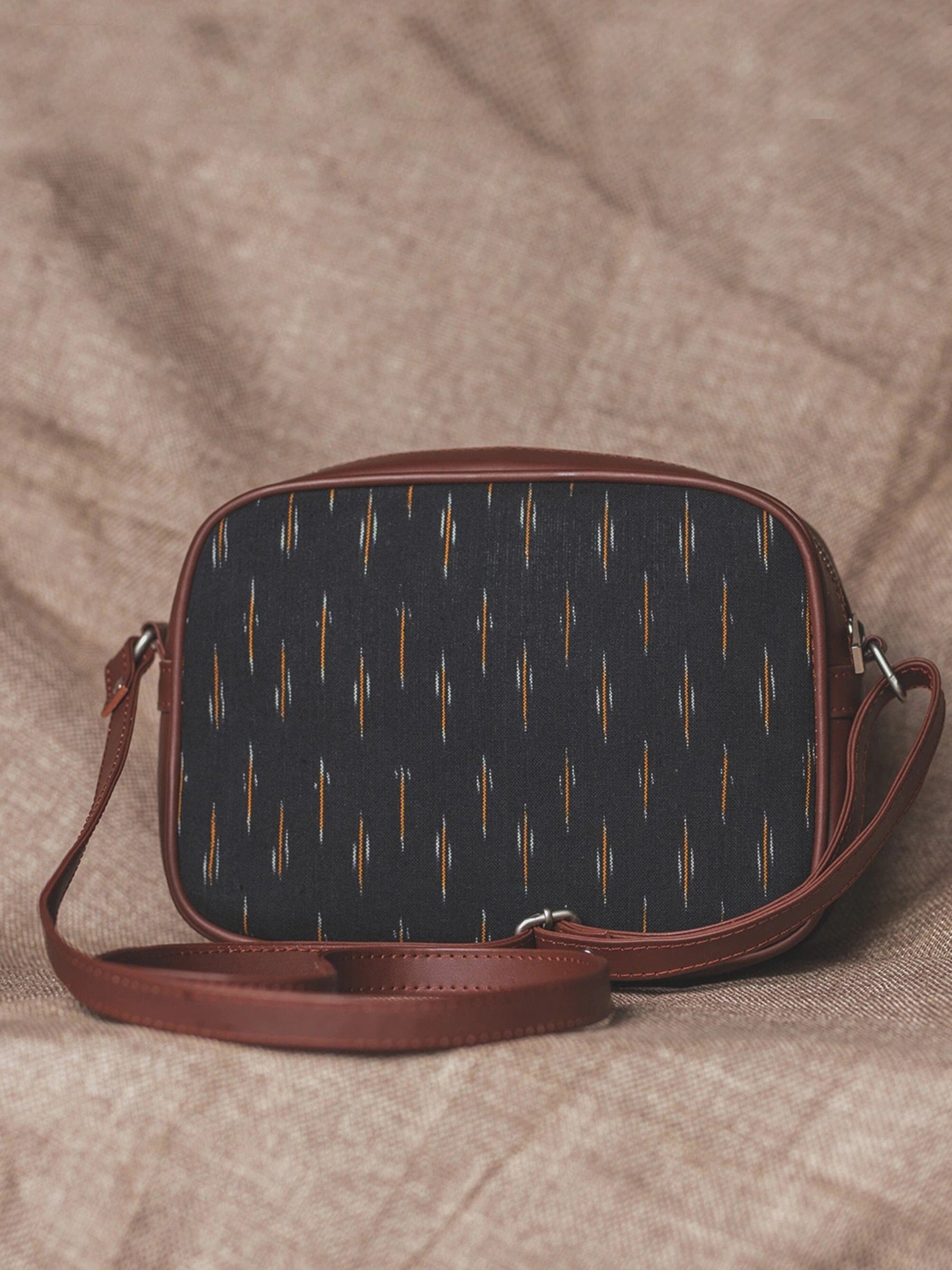 Sling Bag with Printed Strap-Black