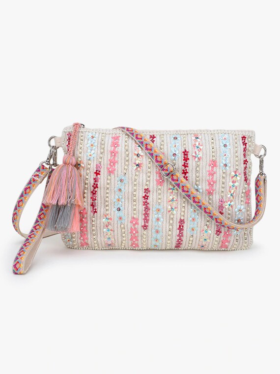 Off white Embellished Sling Bag Hippie Bag Banjara Bag Vintage