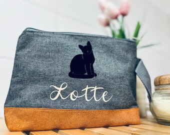 personalisierte Kosmetiktasche | Name | Katze