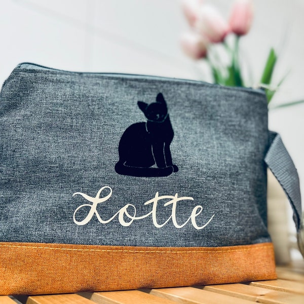 personalisierte Kosmetiktasche | Name | Katze