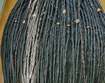 Fullhead Set DE dreadlocks synthetic dreads extensions festival hair black dreadlocks temporary locs fake dreads with beads