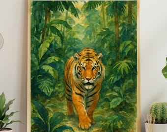 Poster/Opera d'arte originale con tigre ad acquerello
