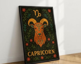 Capricorn Zodiac Poster | Astrology Wall Art | Horoscope Print