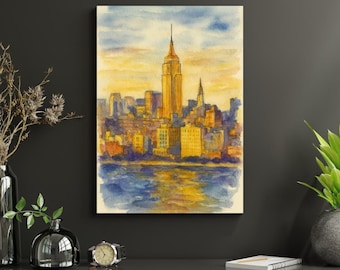 Empire State Building Plakat | Kunstdruck New York Skyline | Reise Inspirierte Kunst